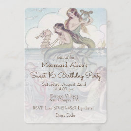 Mooie Mermaid  Sweet 16 Birthday Invite Kaart