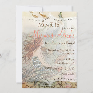 Mooie Mermaid Sweet 16 Birthday Invite Kaart