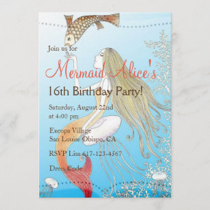 Mooie Mermaid Sweet 16 Girl's Birthday Invite Kaart