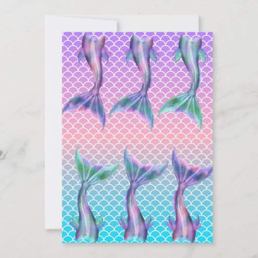 Mooie mermaid-uitnodiging voor de verjaardag kaart (Achterkant)