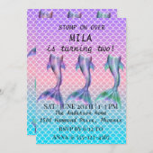 Mooie mermaid-uitnodiging voor de verjaardag kaart (Voorkant / Achterkant)