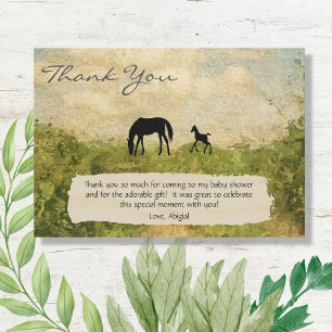 Mooie Merrie en Veulen Paard Baby Shower Bedankkaart