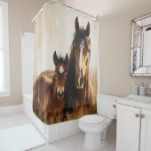 Mooie merrie en veulen schilderij douchegordijn (In situ)