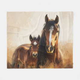 Mooie merrie en veulen schilderij fleece deken