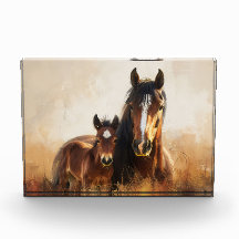 Mooie merrie en veulen schilderij