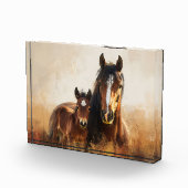 Mooie merrie en veulen schilderij fotoblokken (Rechts)