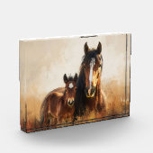 Mooie merrie en veulen schilderij fotoblokken (Links)