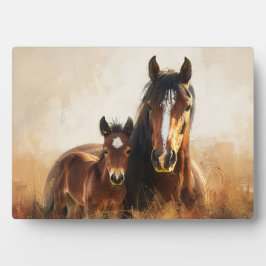 Mooie merrie en veulen schilderij fotoplaat