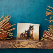 Mooie merrie en veulen schilderij fotoplaat (Zijkant)