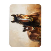 Mooie merrie en veulen schilderij magneet (Verticaal)