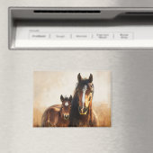 Mooie merrie en veulen schilderij magneet (Insitu (Vaatwasser))