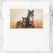 Mooie merrie en veulen schilderij rechthoekige sticker (Tas)