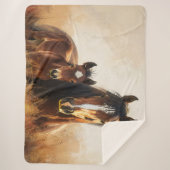 Mooie merrie en veulen schilderij sherpa deken (Voorkant)