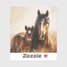 Mooie merrie en veulen schilderij