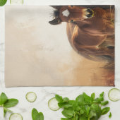 Mooie merrie en veulen schilderij theedoek (Gevouwen)