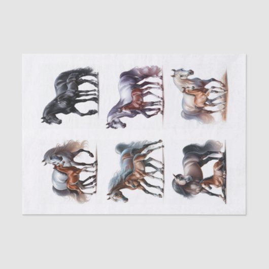 Mooie merries met hun veulens Fussy Cuts Tissuepapier (Voorkant)