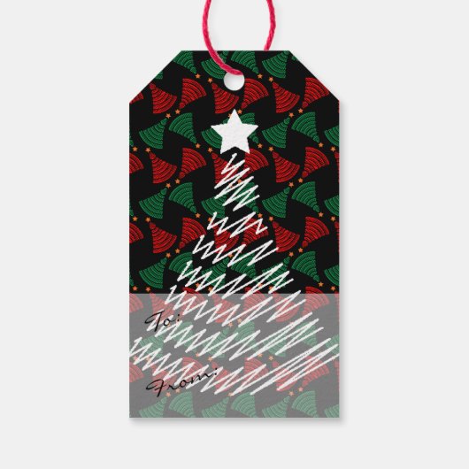 Mooie Merry Scribble kerstboom ontwerp Cadeaulabel (Achterkant)