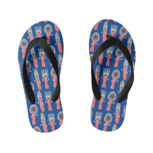 Mooie mes vork en lepel eetgerei cartoon kinder teenslippers