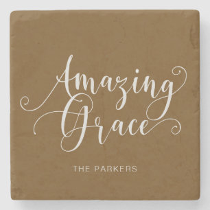 Mooie, met de hand geschreven Amazing Grace script Stenen Onderzetter