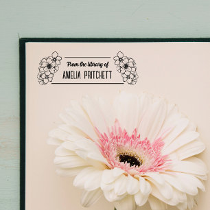 Mooie met de hand getekende bloemen uit de bibliot zelfinktende stempel