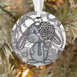Mooie met de hand getekende Bunny Konijn Zen Doodl Ornament