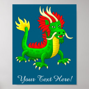 Mooie met de hand getekende Chinese Draak Poster