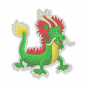 Mooie met de hand getekende Chinese Draak Sticker (Voorkant)