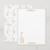 Mooie met de hand getekende gans & madeliefjes aan bedankkaart (Voorkant / Achterkant)