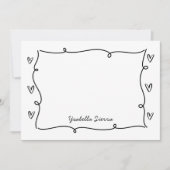 Mooie met de hand getekende golvende harten Eenvou Notitiekaartje (Voorkant)