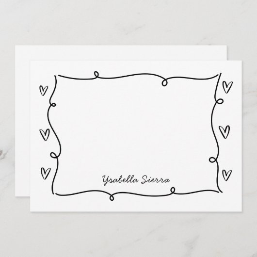 Mooie met de hand getekende golvende harten Eenvou Notitiekaartje (Voorkant / Achterkant)