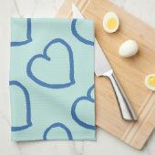 Mooie met de hand getekende harten ontwerp blauw o theedoek (Quarter Fold)