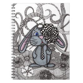 Mooie met de hand getekende konijn zen-doodle-spir notitieboek