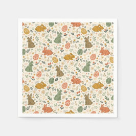 Mooie met de hand getekende lente-konijn servetten