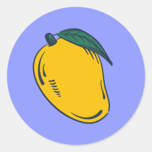 Mooie met de hand getekende mango vrucht ronde sticker