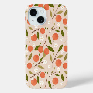 Mooie met de hand getekende oranje bloesem naadloo iPhone 15 case