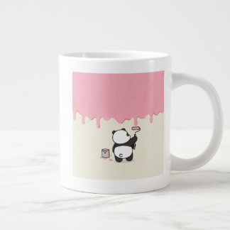Mooie met de hand getekende panda-kunst roze koffi grote koffiekop