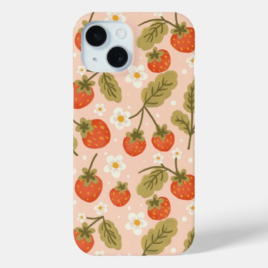 Mooie met de hand getekende rode aardbei naadloos  Case-Mate iPhone case (Achterkant)