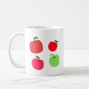 Mooie met de hand getekende rode en groene appels koffiemok
