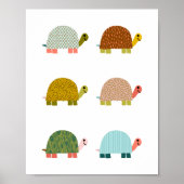 Mooie met de hand getekende schildpadden kinderkam poster (Voorkant)