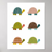 Mooie met de hand getekende schildpadden kinderkam poster (Voorkant)