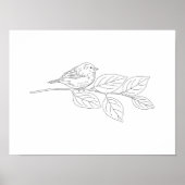 Mooie met de hand getekende vogel schets kunst poster (Voorkant)