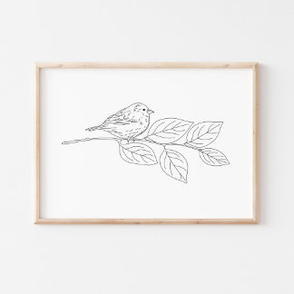 Mooie met de hand getekende vogel schets kunst poster