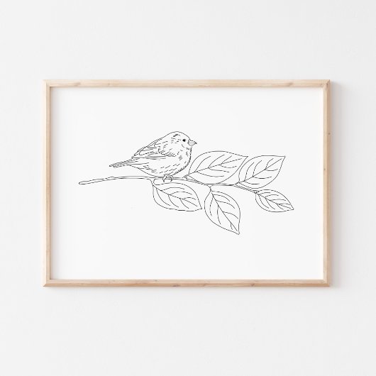 Mooie met de hand getekende vogel schets kunst poster