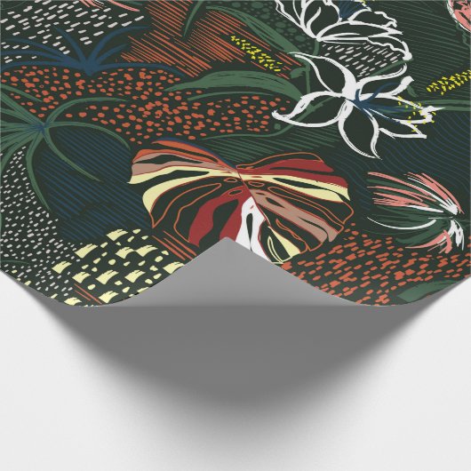 Mooie, met de hand getrokken bloem, tropische palm cadeaupapier (Hoek)