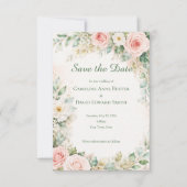 Mooie met waterverf geschilderde rozen Save the Da Date (Voorkant)