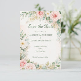 Mooie met waterverf geschilderde rozen Save the Da Date