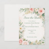 Mooie met waterverf geschilderde rozen Save the Da Date (Voorkant / Achterkant)
