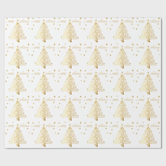 Mooie, metalen gouden kerstboom cadeaupapier (Vlak)