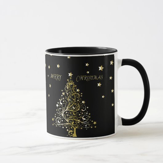 Mooie, metalen gouden kerstboom mok (Rechts)