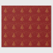 Mooie metallic gouden kerstboom op donkerrood cadeaupapier (Vlak)
